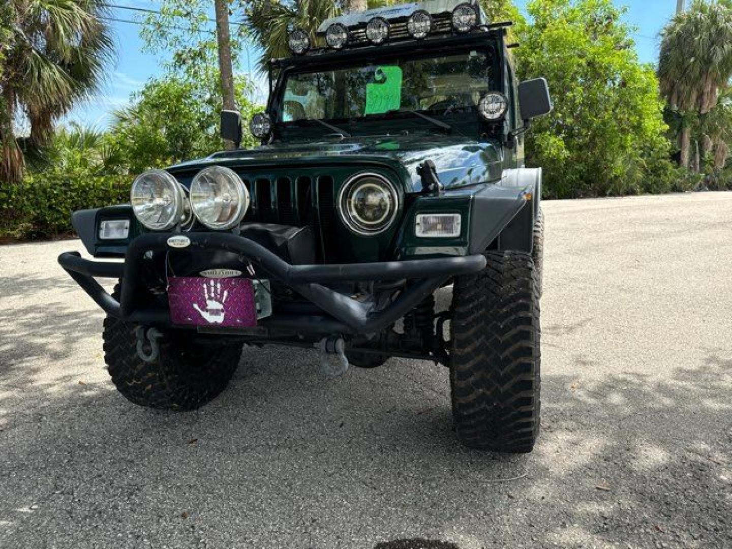 1999 Forest Green Pearlcoat /Agate Vinyl Jeep Wrangler Sport (1J4FY19S5XP) with an 4.0L L6 OHV 12V engine, located at 11170 Summerlin Square Dr., Fort Myers Beach, FL, 33931, (239) 999-7777, 26.493546, -81.941628 - Photo#4