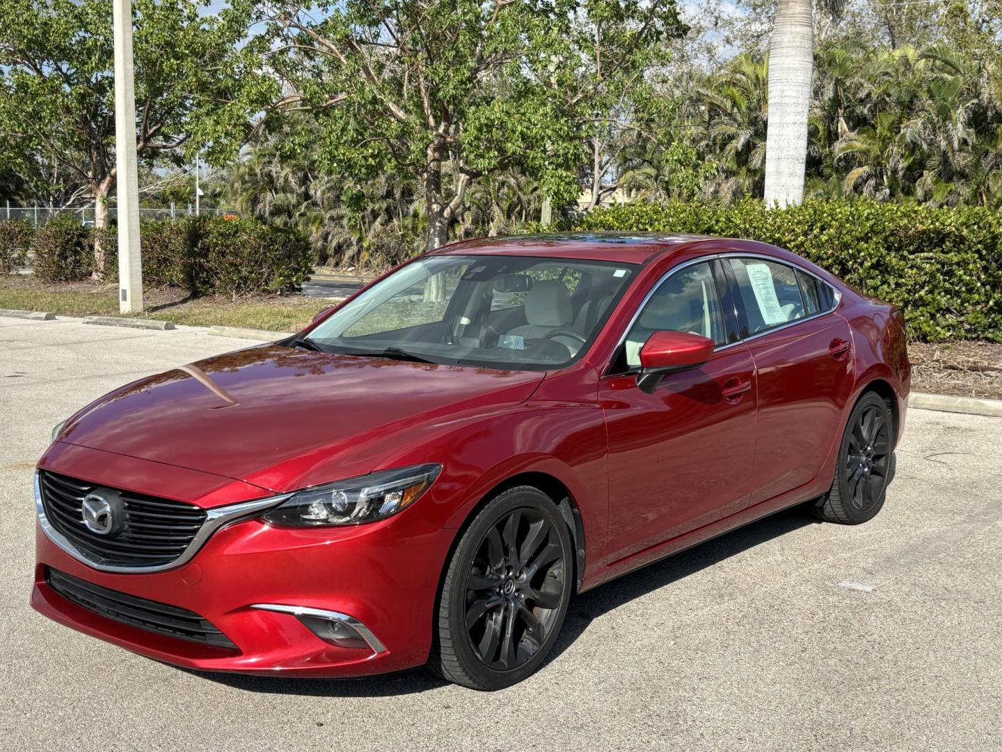2016 RED /TAN LEATHER Mazda Mazda6 i Grand Touring (JM1GJ1W57G1) with an 2.5L L4 DOHC 16V engine, 6-Speed Automatic transmission, located at 11170 Summerlin Square Dr., Fort Myers Beach, FL, 33931, (239) 999-7777, 26.493546, -81.941628 - 1 Owner No Damage No Accident Carfax - Photo#0