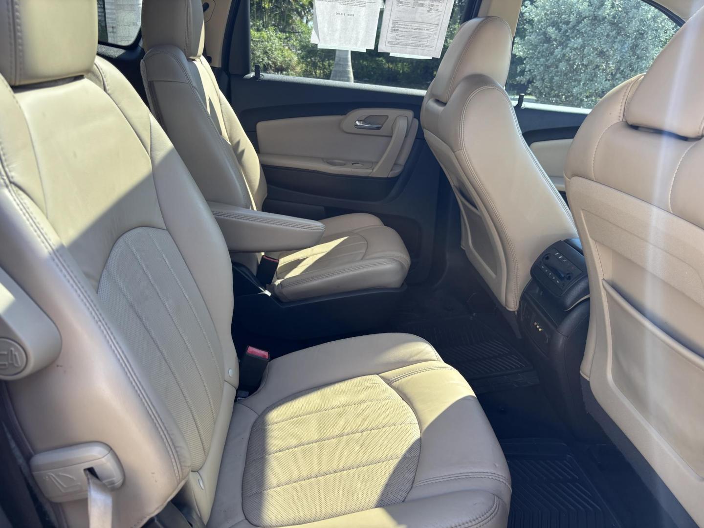2012 WHITE /Tan Leather CHEVROLET TRAVERSE LTZ (1GNKVLED1CJ) with an 3.6L engine, Automatic transmission, located at 11170 Summerlin Square Dr., Fort Myers Beach, FL, 33931, (239) 999-7777, 26.493546, -81.941628 - Rear Entertainment Bucket Seats Mid Row 3rd Row - Photo#15