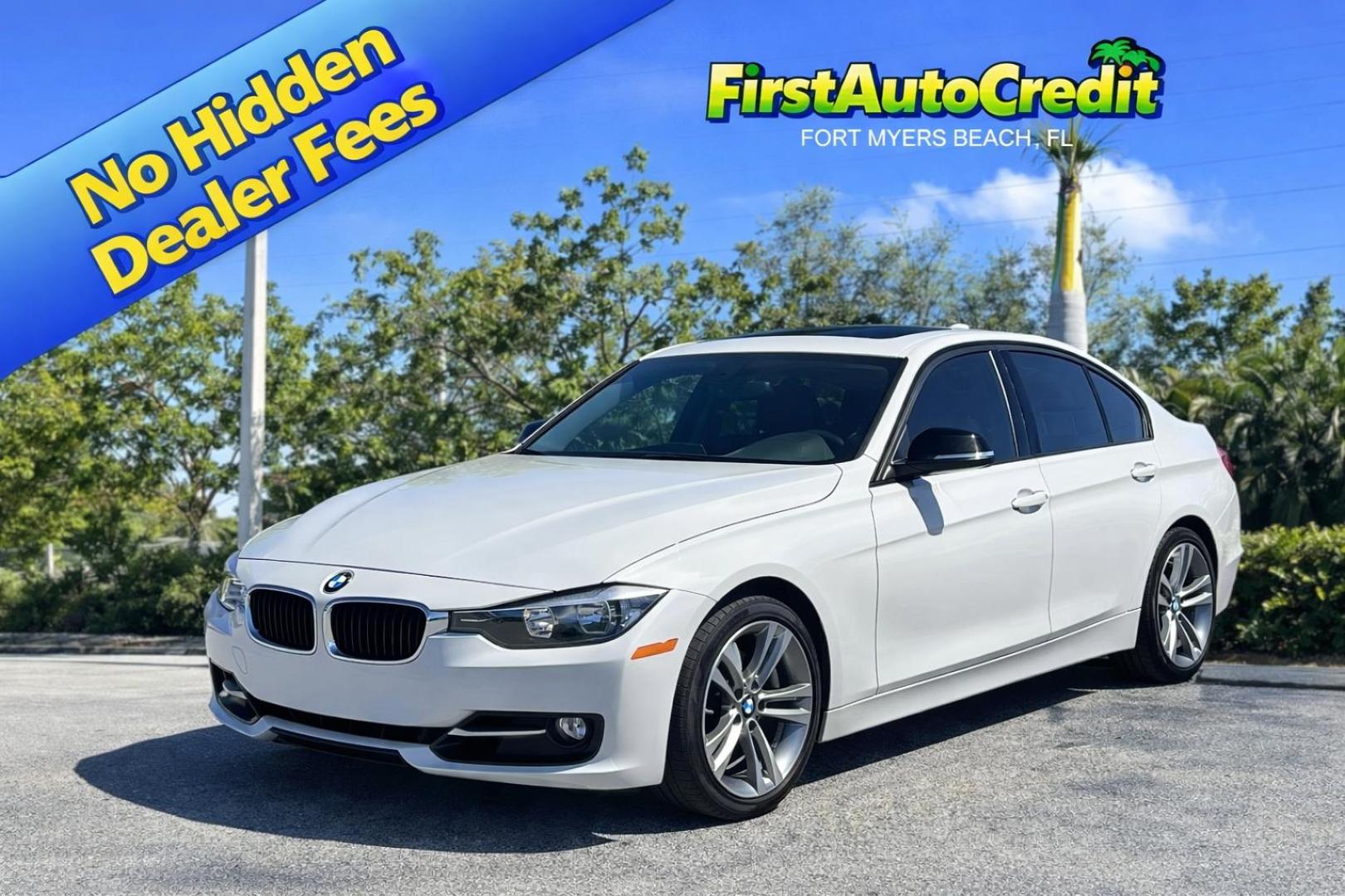 2014 WHITE /CHARCOAL BMW 3-Series 328i Sedan (WBA3A5C55EF) with an 2.0L L4 DOHC 16V engine, located at 11170 Summerlin Square Dr., Fort Myers Beach, FL, 33931, (239) 999-7777, 26.493546, -81.941628 - Photo#0