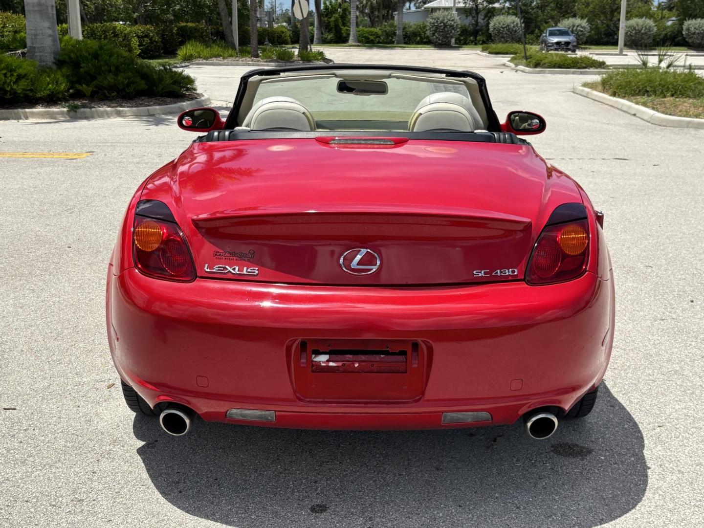 2002 RED /BEIGE Lexus SC 430 Convertible Hardtop Convertible (JTHFN48Y120) with an 4.3L V8 DOHC 32V engine, 5-Speed Automatic Overdrive transmission, located at 11170 Summerlin Square Dr., Fort Myers Beach, FL, 33931, (239) 999-7777, 26.493546, -81.941628 - 4 New Tires We have financing available and we accept trades! Fill out a credit application on our website or come by today! If you have any questions, give us a call at (239) 999 - 7777 or visit our website at firstautocredit.com. 11170 Summerlin Square Dr, Fort Myers Beach, FL 33931 Ca - Photo#5
