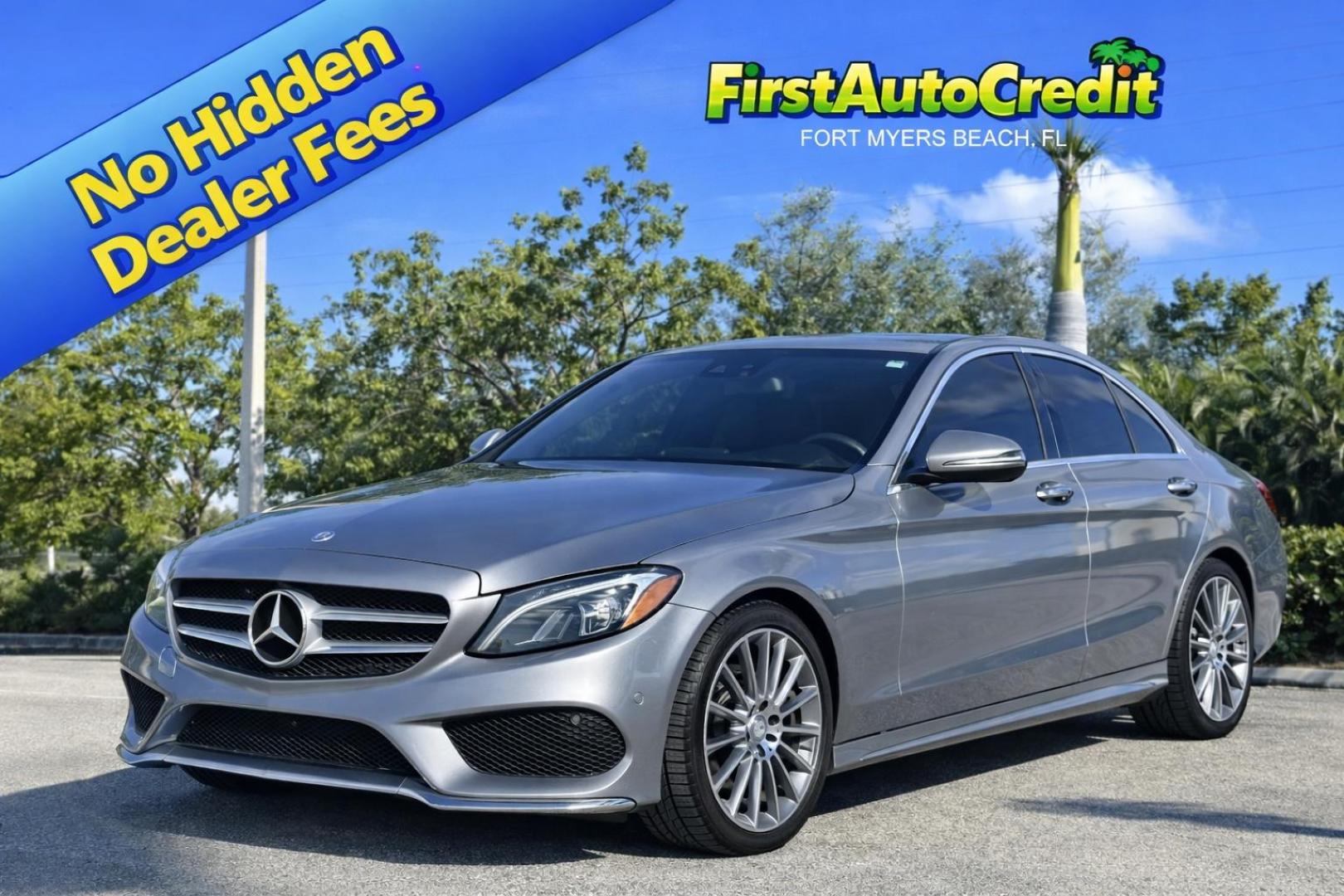 2016 SILVER /BLACK Mercedes-Benz C-Class C300 Sedan (55SWF4JBXGU) with an 2.0L L4 DOHC 16V engine, 7A transmission, located at 11170 Summerlin Square Dr., Fort Myers Beach, FL, 33931, (239) 999-7777, 26.493546, -81.941628 - Photo#0