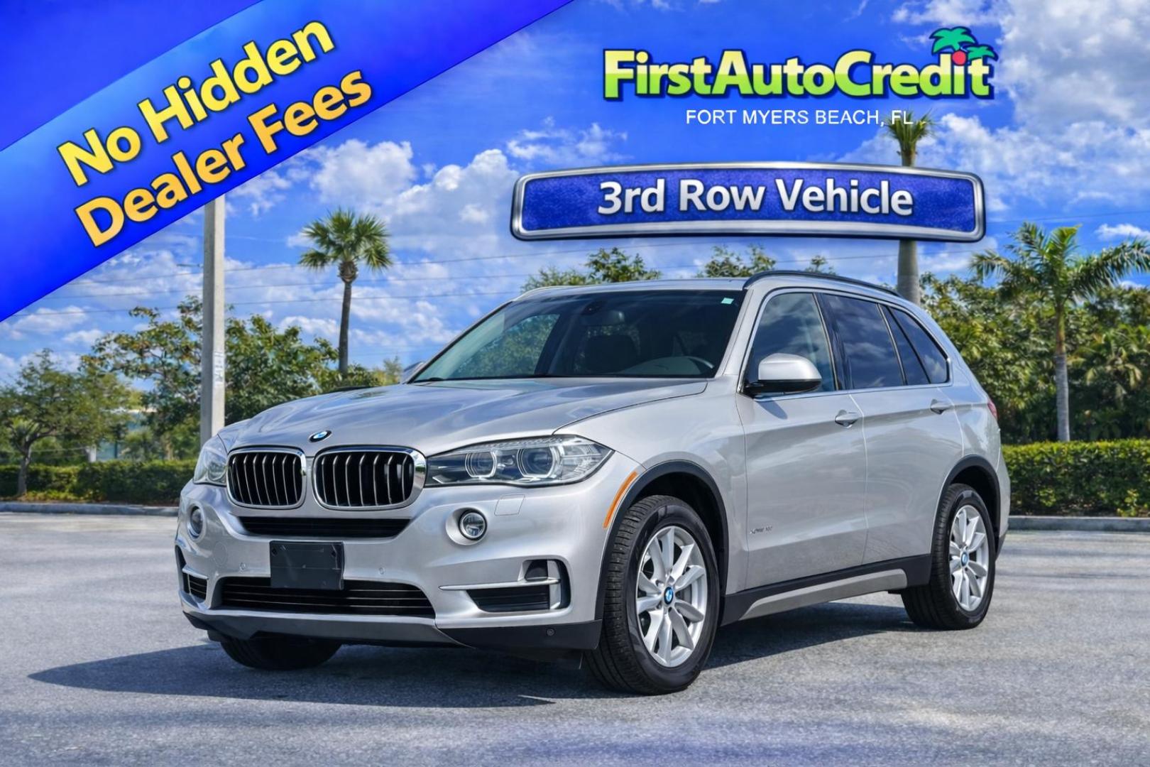 2015 SILVER /BROWN BMW X5 xDrive35i (5UXKR0C56F0) with an 3.0L L6 DOHC 24V engine, 8-Speed Automatic transmission, located at 11170 Summerlin Square Dr., Fort Myers Beach, FL, 33931, (239) 999-7777, 26.493546, -81.941628 - 3rd Row - Photo#0