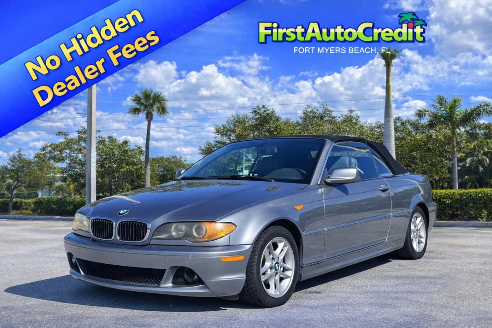 2004 GRAY /BLACK LEATHER BMW 3-Series 325Ci convertible (WBABW33494P) with an 2.5L L6 DOHC 24V engine, 5-Speed Automatic transmission, located at 11170 Summerlin Square Dr., Fort Myers Beach, FL, 33931, (239) 999-7777, 26.493546, -81.941628 - Photo#0