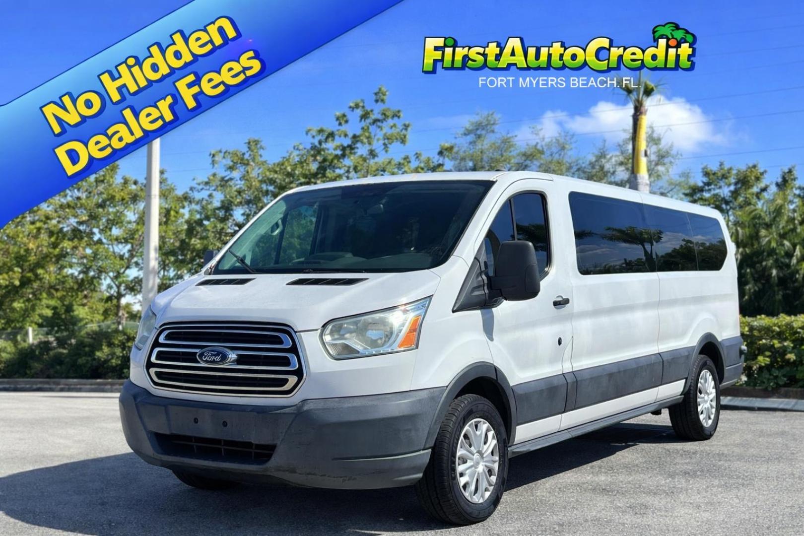 2016 WHITE /black Ford Transit 350 Wagon Low Roof XLT 60/40 Pass. 148-in. WB (1FBZX2ZM4GK) with an 3.7L V6 DOHC 24V engine, 6A transmission, located at 11170 Summerlin Square Dr., Fort Myers Beach, FL, 33931, (239) 999-7777, 26.493546, -81.941628 - Photo#0