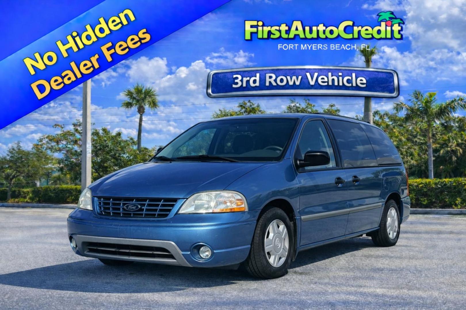 2002 BLUE /GREY CLOTH Ford Windstar LX (2FMZA51422B) with an 3.8L V6 OHV 12V engine, 4-Speed Automatic Overdrive transmission, located at 11170 Summerlin Square Dr., Fort Myers Beach, FL, 33931, (239) 999-7777, 26.493546, -81.941628 - Check out this practical and budget-friendly 2002 Ford Windstar LX — a locally owned vehicle with 109,000 miles, offering space, functionality, and great value. Equipped with the LX trim package and 3rd row seating, this Windstar is perfect for families, work use, or anyone needing extra passen - Photo#0