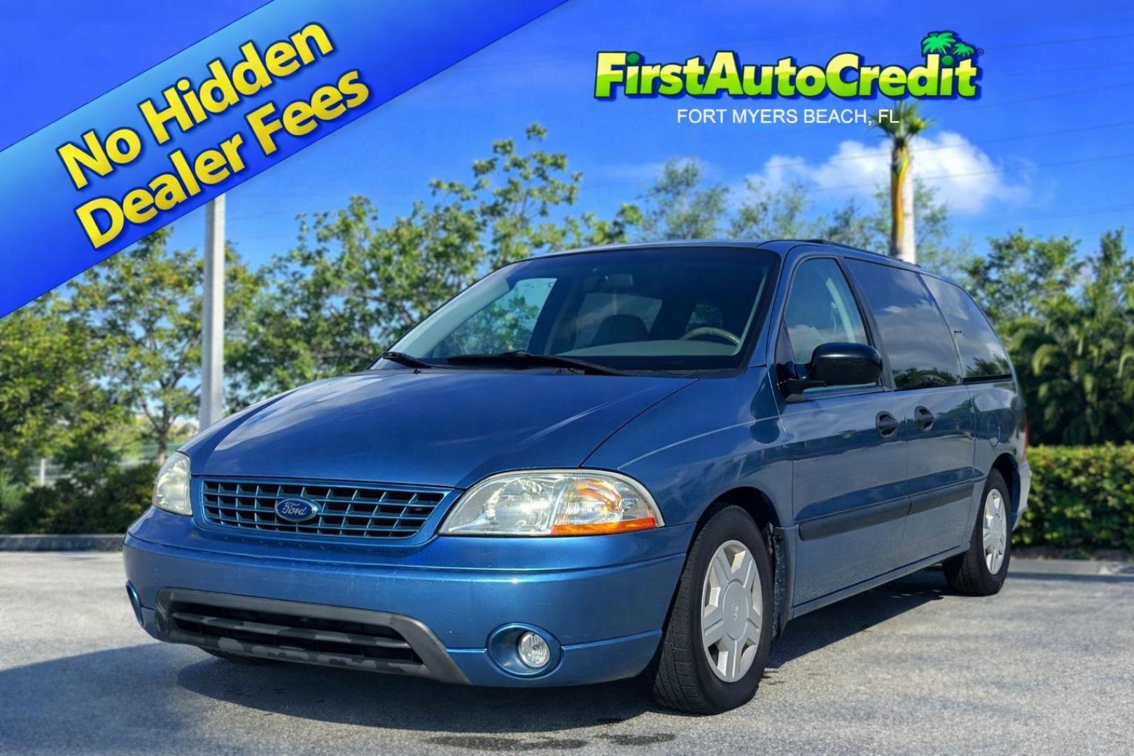 2002 BLUE /GREY CLOTH Ford Windstar LX (2FMZA51422B) with an 3.8L V6 OHV 12V engine, 4-Speed Automatic Overdrive transmission, located at 11170 Summerlin Square Dr., Fort Myers Beach, FL, 33931, (239) 999-7777, 26.493546, -81.941628 - Photo#0