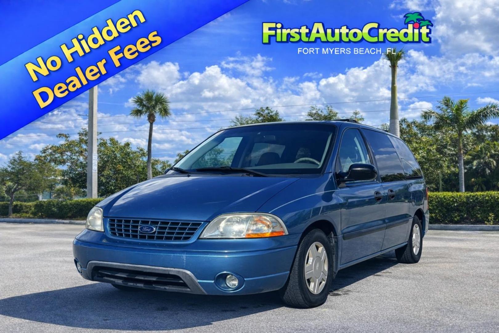 2002 BLUE /GREY CLOTH Ford Windstar LX (2FMZA51422B) with an 3.8L V6 OHV 12V engine, 4-Speed Automatic Overdrive transmission, located at 11170 Summerlin Square Dr., Fort Myers Beach, FL, 33931, (239) 999-7777, 26.493546, -81.941628 - Photo#0