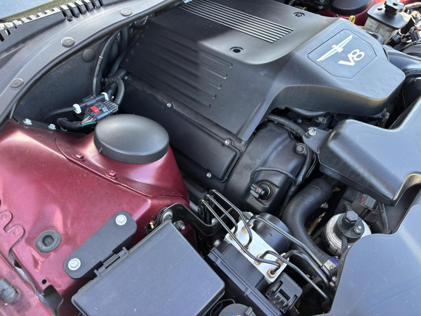 2004 MAROON /BEIGE LEATHER Ford Thunderbird Deluxe (1FAHP60A04Y) with an 3.9L V8 DOHC 32V engine, 5-Speed Automatic Overdrive transmission, located at 11170 Summerlin Square Dr., Fort Myers Beach, FL, 33931, (239) 999-7777, 26.493546, -81.941628 - Photo#48