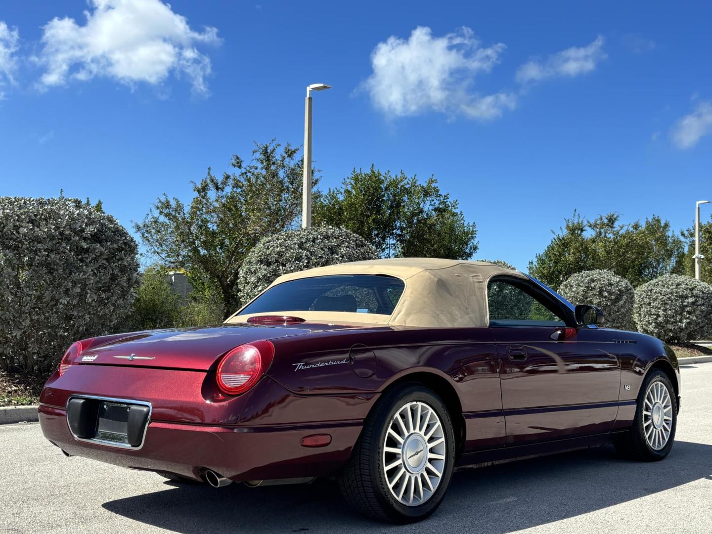 2004 MAROON /BEIGE LEATHER Ford Thunderbird Deluxe (1FAHP60A04Y) with an 3.9L V8 DOHC 32V engine, 5-Speed Automatic Overdrive transmission, located at 11170 Summerlin Square Dr., Fort Myers Beach, FL, 33931, (239) 999-7777, 26.493546, -81.941628 - Photo#15
