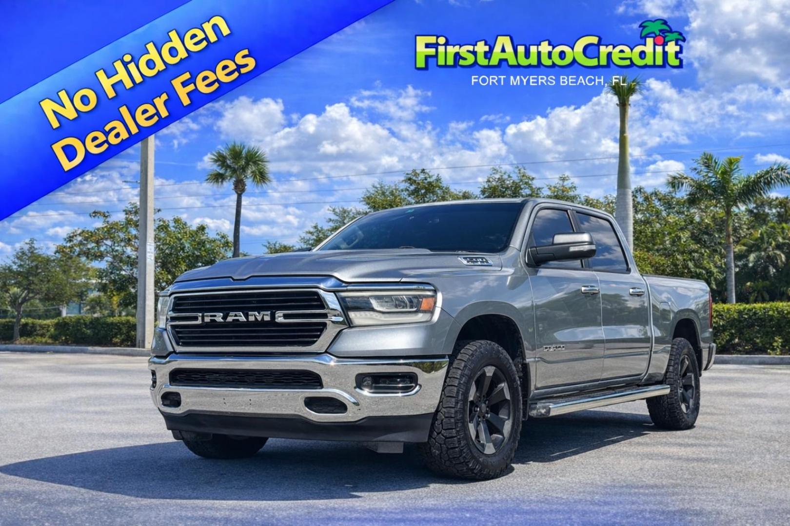 2019 SILVER /DIESEL GRAY RAM 1500 Big Horn Quad Cab 2WD (1C6RREBT1KN) with an 5.7L V8 Hemi engine, 8A transmission, located at 11170 Summerlin Square Dr., Fort Myers Beach, FL, 33931, (239) 999-7777, 26.493546, -81.941628 - Photo#0