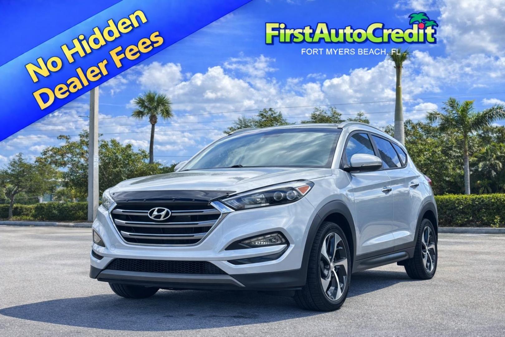 2016 SILVER /BLACK CLOTH Hyundai Tucson Eco (KM8J33A29GU) with an 1.6L L4 DOHC 16V engine, 7A transmission, located at 11170 Summerlin Square Dr., Fort Myers Beach, FL, 33931, (239) 999-7777, 26.493546, -81.941628 - Take a look at this practical and stylish 2016 Hyundai Tucson — a great combination of comfort, efficiency, and everyday versatility. This Tucson is perfect for anyone needing a reliable SUV with great fuel economy and easy drivability. Its compact size makes it simple to maneuver around town, - Photo#0