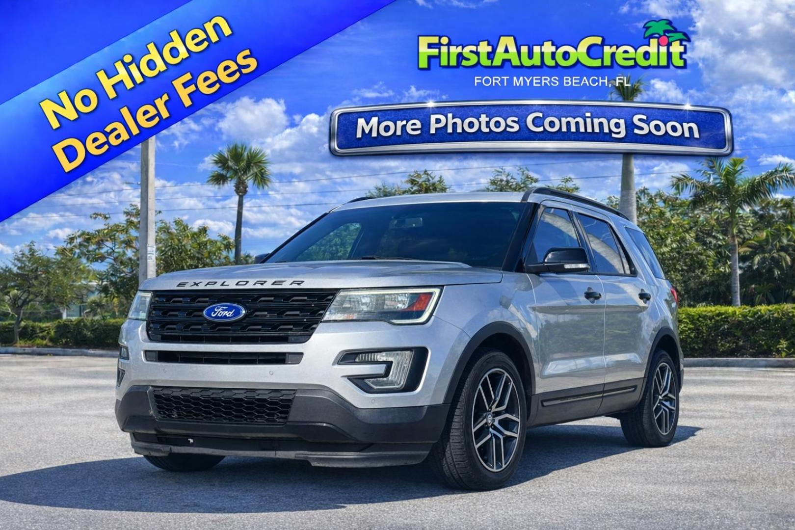 2016 SILVER /BLACK LEATHER Ford Explorer Sport 4WD (1FM5K8GT1GG) with an 3.5L V6 DOHC 24V engine, 6-Speed Automatic transmission, located at 11170 Summerlin Square Dr., Fort Myers Beach, FL, 33931, (239) 999-7777, 26.493546, -81.941628 - Photo#0