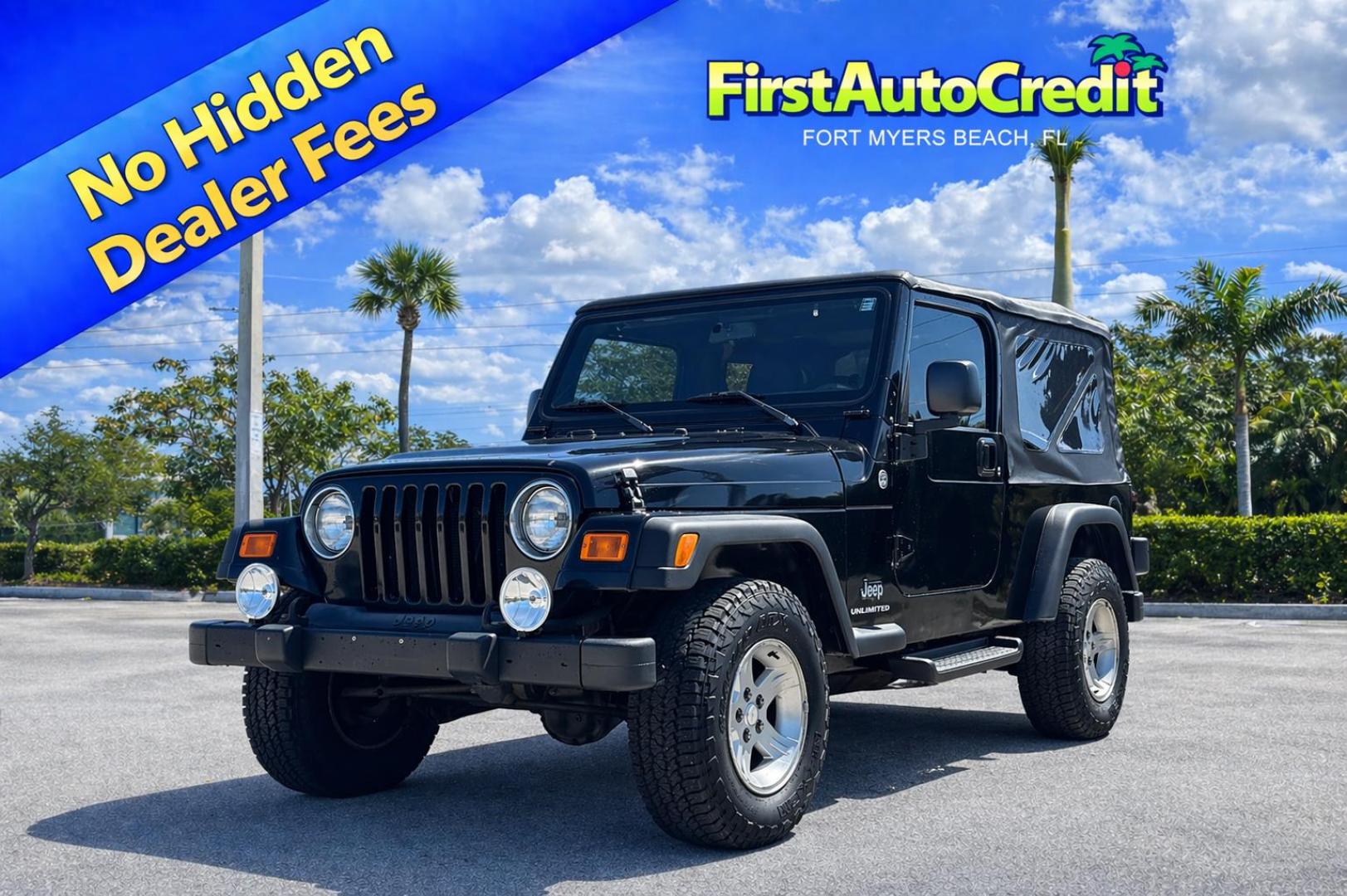 2006 BLACK /CHARCOAL CLOTH Jeep Wrangler Unlimited LJ (1J4FA44S86P) with an 4.0L L6 OHV 12V engine, Automatic transmission, located at 11170 Summerlin Square Dr., Fort Myers Beach, FL, 33931, (239) 999-7777, 26.493546, -81.941628 - Take a look at this iconic 2006 Jeep Wrangler — built for adventure and ready for the Florida lifestyle. This Wrangler delivers the classic Jeep experience with its rugged design, removable top, and go-anywhere capability. Whether you're cruising Fort Myers Beach with the top down or heading of - Photo#0