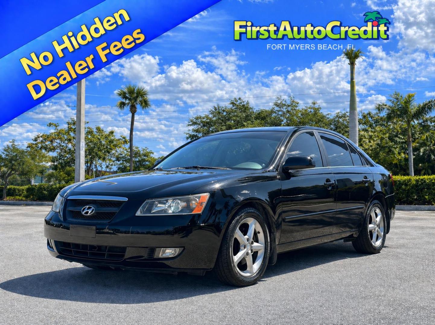 2007 BLACK /LIGHT GRAY LEATHER Hyundai Sonata SE (5NPEU46F87H) with an 3.3L V6 DOHC 24V engine, 5-Speed Automatic Overdrive transmission, located at 11170 Summerlin Square Dr., Fort Myers Beach, FL, 33931, (239) 999-7777, 26.493546, -81.941628 - Photo#0