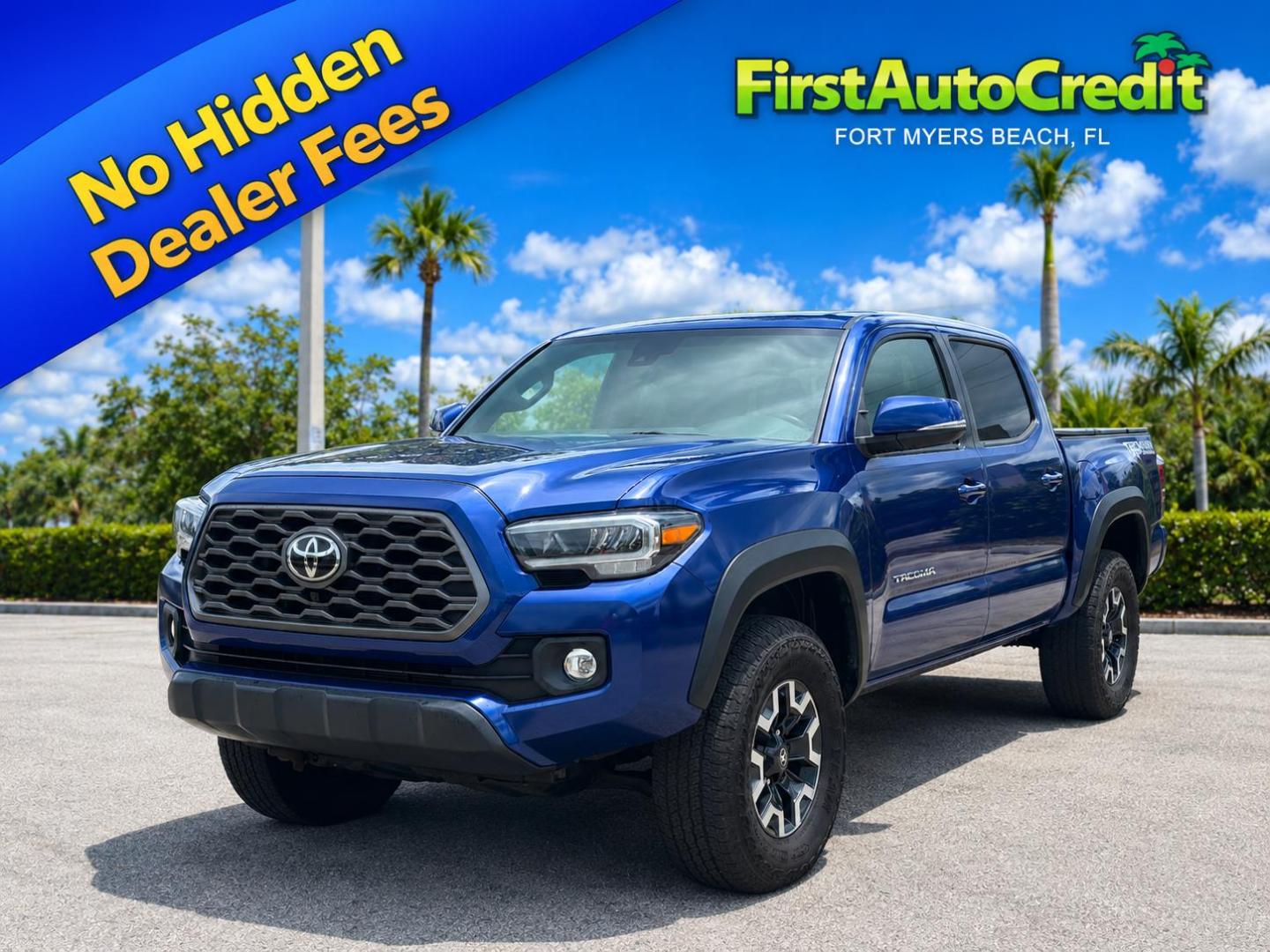2023 BLUE /BLACK LEATHER Toyota Tacoma TRD OFF ROAD DBL CAB V6 4WD (3TMCZ5AN9PM) with an 3.5L V6 DOHC 24V engine, 6A transmission, located at 11170 Summerlin Square Dr., Fort Myers Beach, FL, 33931, (239) 999-7777, 26.493546, -81.941628 - Photo#0